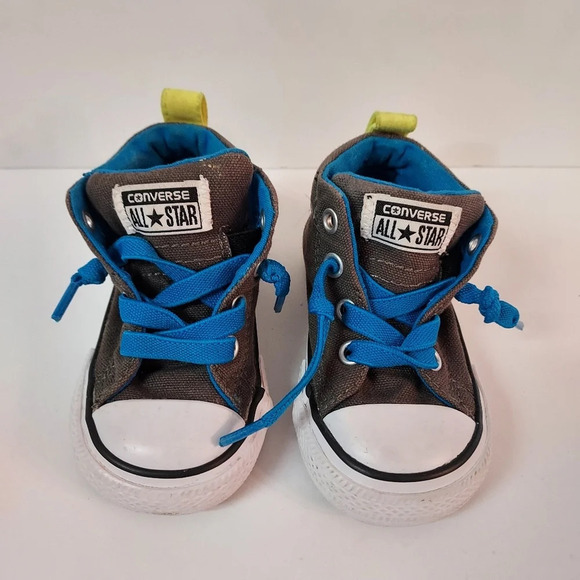 Converse All-Star Chuck Taylor Gray with Blue Laces Infant Size 4 - Picture 1 of 10